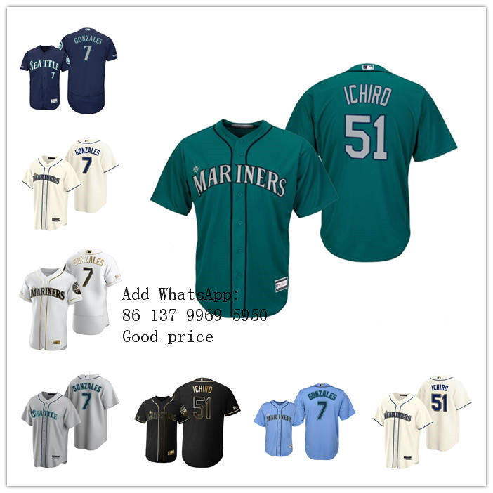 Custom Men women youth Seattle''Mariners 7 Marco Gonzales 51 Ichiro Suzuki white gray blue green Cream Replica Alternate Jersey, Black
Custom Men women youth Seattle''Mariners 7 Marco Gonzales 51 Ichiro Suzuki white gray blue green Cream Replica Alternate Jersey, Black