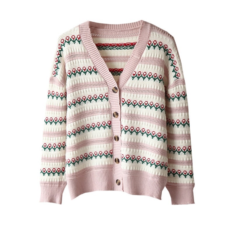 2021 Elegant Flower Pattern V-neck Cardigan Long-sleeve Womens Sweaters Autumn Casual Warm Korean Style Chic Girls Sweater Tops Vijz, Black
2021 Elegant Flower Pattern V-neck Cardigan Long-sleeve Womens Sweaters Autumn Casual Warm Korean Style Chic Girls Sweater Tops Vijz, Black