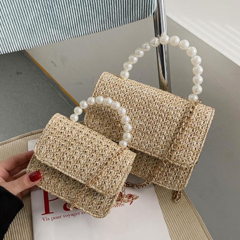 Evening Bags Pearl Tote Bag Mini Crossbody 2021 Summer High-quality Straw Women's Designer Handbag Chain Shoulder Messenger 
Evening Bags Pearl Tote Bag Mini Crossbody 2021 Summer High-quality Straw Women's Designer Handbag Chain Shoulder Messenger