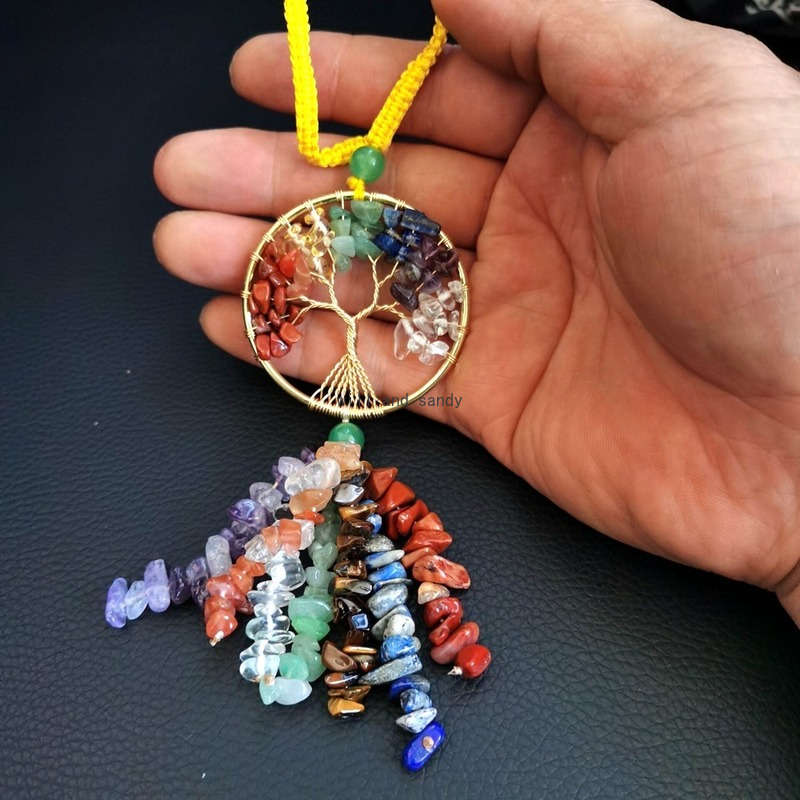 Yoga 7 Chakra Stone Reiki Healing Crystal Tree of Life Pendant car bag hanging jewelry accessories amethyst tiger eye, Black
Yoga 7 Chakra Stone Reiki Healing Crystal Tree of Life Pendant car bag hanging jewelry accessories amethyst tiger eye, Black