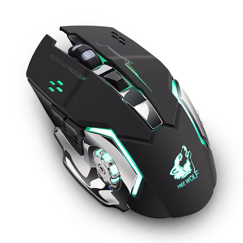 

X8 Wireless Rechargeable Game Mouse Silent Illuminated Mechanical 1800Dpi 2.4G USB Mouse 7 Color for PC Gamers