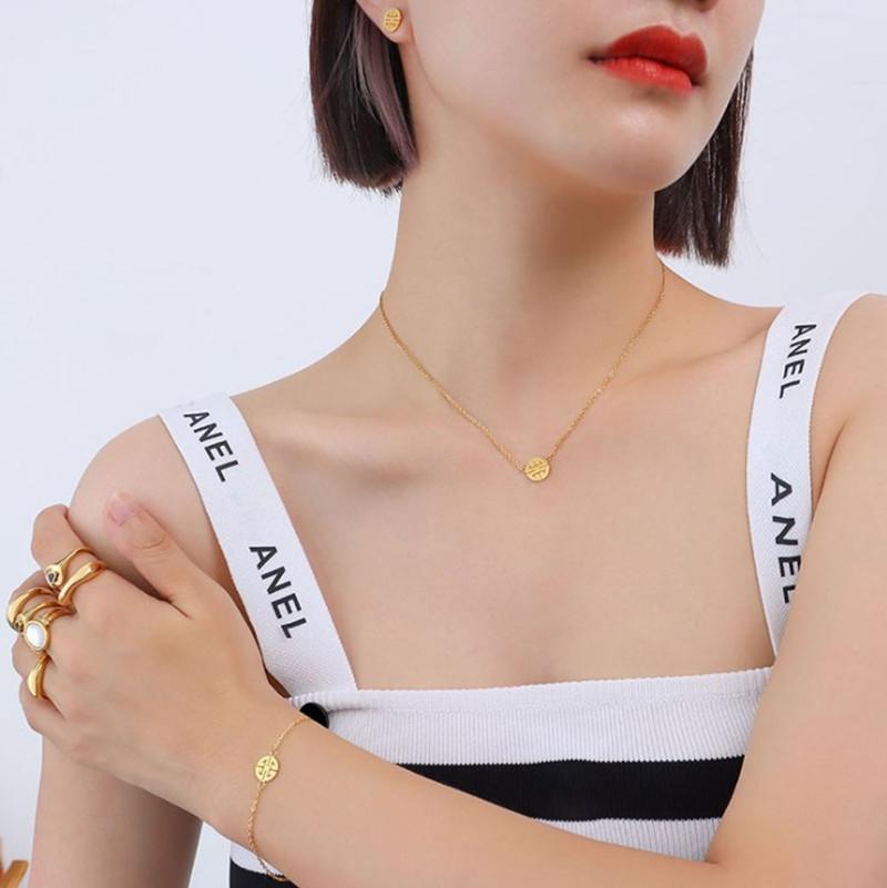 Earrings & Necklace Est Design Women Stainless Steel Gold Plated Jewelry Pendant Bracelet Set Ear Stud, Silver
Earrings & Necklace Est Design Women Stainless Steel Gold Plated Jewelry Pendant Bracelet Set Ear Stud, Silver