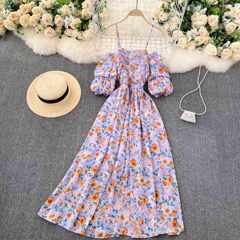 Women Vintage Bohemia Floral Dresses Woman Puff Sleeve Slim A Line Beach Summer Sweet High Waist Party Long Robe 210602, Purple
Women Vintage Bohemia Floral Dresses Woman Puff Sleeve Slim A Line Beach Summer Sweet High Waist Party Long Robe 210602, Purple