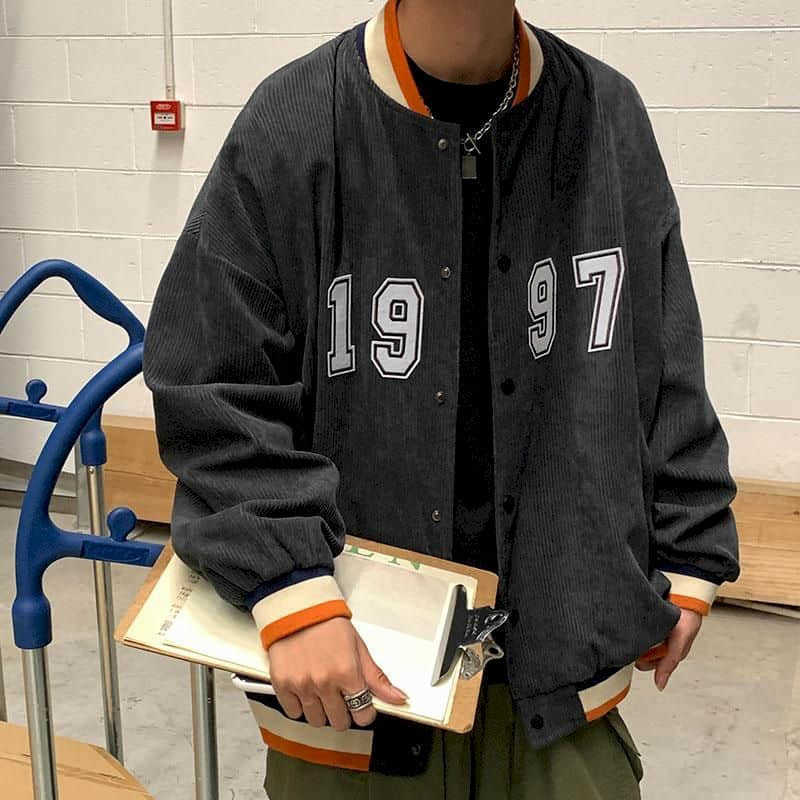 Corduroy Baseball Uniform Men And Women Trendy Loose Wild Couple Jacket Autumn Winter Trend Japanese Vintage 210526