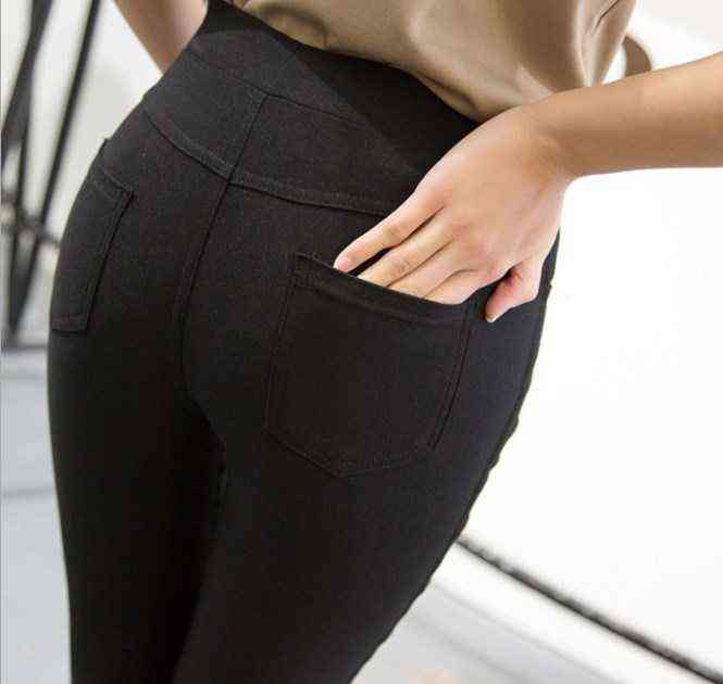 Womens Elastic High Waist Pockets Legging for Women Skinny Leggins Femme Black White Pantalones De Mujer Casual Pencil Pants 211115