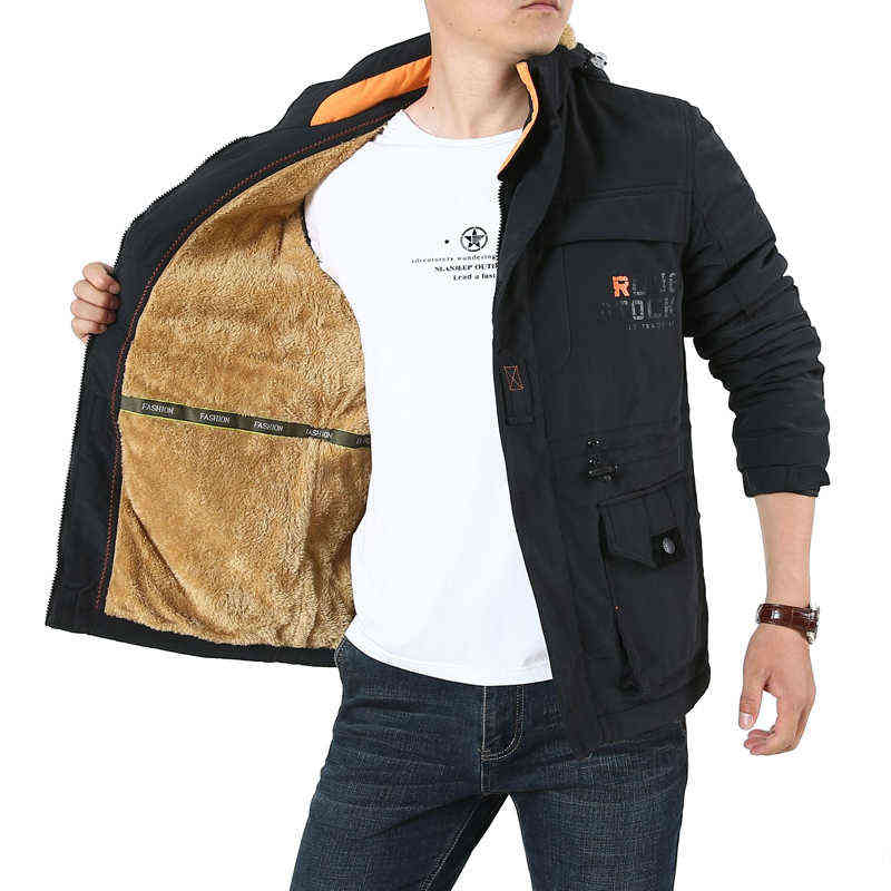 DIMUSI Winter Men's Bomber Jackets Casual Hiking Windbreaker Hooded Coats Male Outdoor Fleece Warm Army Cargo Clothing 211214