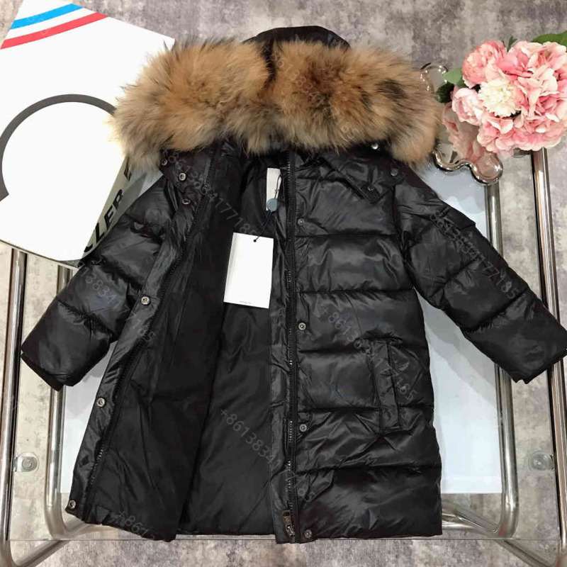 

2021ss Designer kids Down jacket hat detachable letter logo mink fur collar brand winter high-end boys girls midi hoodie coat wholesale child cotton clothes m1, Supplementary price difference