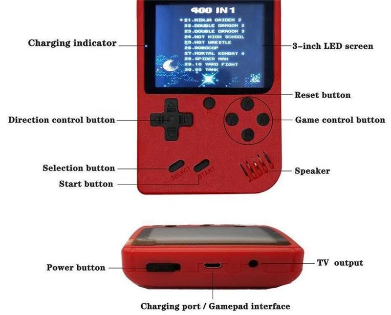 Mini Handheld Game Console Retro Portable AV Video Game Pocket Console Can Store 400 Games in 1 8 Bit 2.4 Inch Colorful LCD Cradle Design