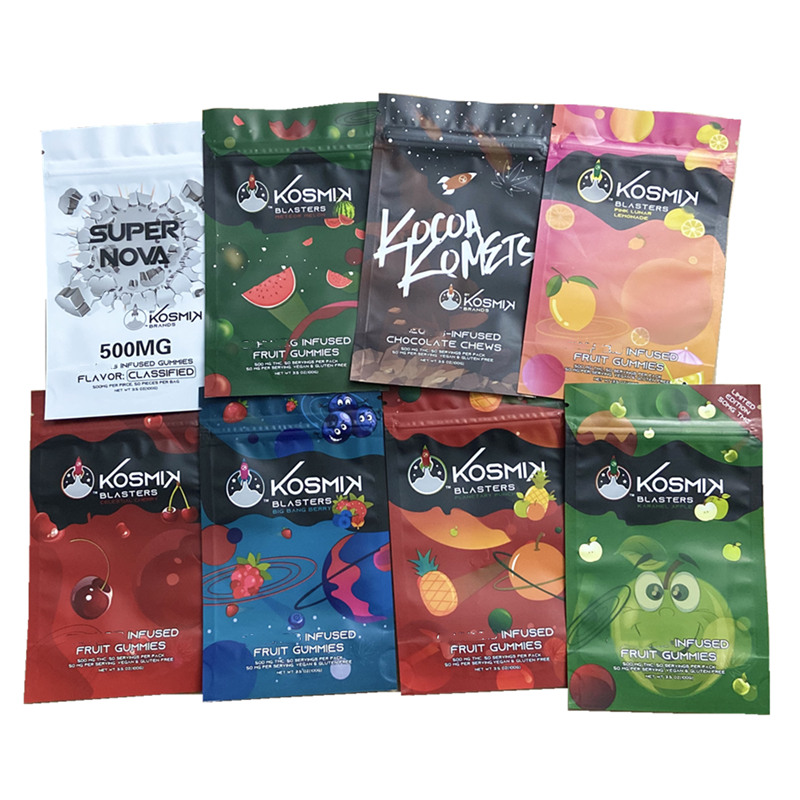 kosmik blasters 3.5g fruit gummies packing bags sour candy mylar resealable Edibles 500mg packaging package pack bag empty
kosmik blasters 3.5g fruit gummies packing bags sour candy mylar resealable Edibles 500mg packaging package pack bag empty