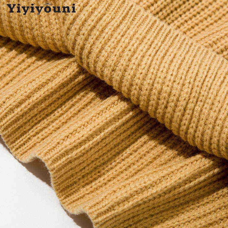 Yiyiyouni Vintage Oversized Knitted Sweater Women Elegant Thick Loose Sweater Pullovers Female Korean Fashion Solid Knitted Tops 211109