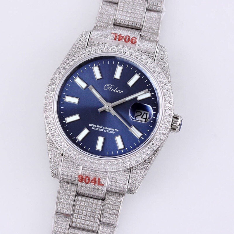 Top Full Diamond Mens Watch Automatic Mechanical Watches 40mm Sapphire Mirror Stainless Steel Wristband Diamonds Bezel Men Wristwatch Fashion Montre De Luxe Gift, Cloth
Top Full Diamond Mens Watch Automatic Mechanical Watches 40mm Sapphire Mirror Stainless Steel Wristband Diamonds Bezel Men Wristwatch Fashion Montre De Luxe Gift, Cloth