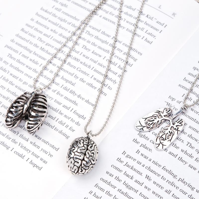 Pendant Necklaces Punk Necklace Ball Chain Antique Silver Color Cerebrum Brain Lung Thorax Jewelry For Men Women Gift 70cm
Pendant Necklaces Punk Necklace Ball Chain Antique Silver Color Cerebrum Brain Lung Thorax Jewelry For Men Women Gift 70cm