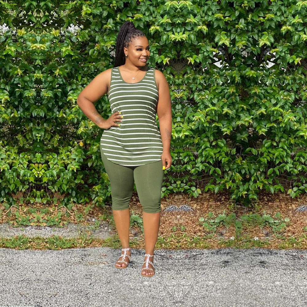 Designer 2023 women fashion tracksuits striped vest two piece Pant Set is listing Recommend XL-5XL