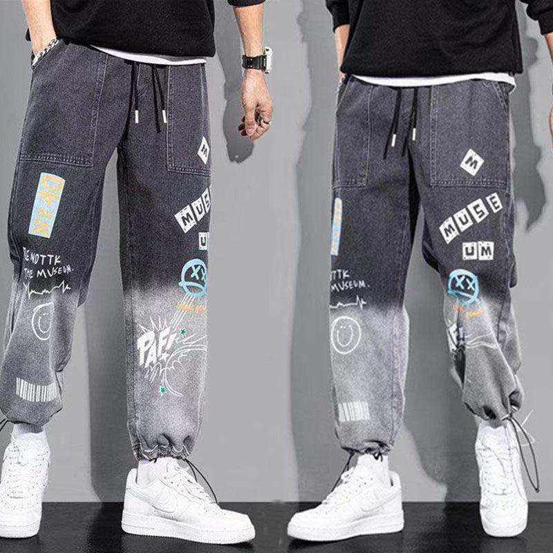 Men' Pants Autumn Graffiti Ankle Banded Jeans Korean Style Loose Casual Harem Men Japanese Fashion Streetwear Trousers, Blue 8807
Men' Pants Autumn Graffiti Ankle Banded Jeans Korean Style Loose Casual Harem Men Japanese Fashion Streetwear Trousers, Blue 8807