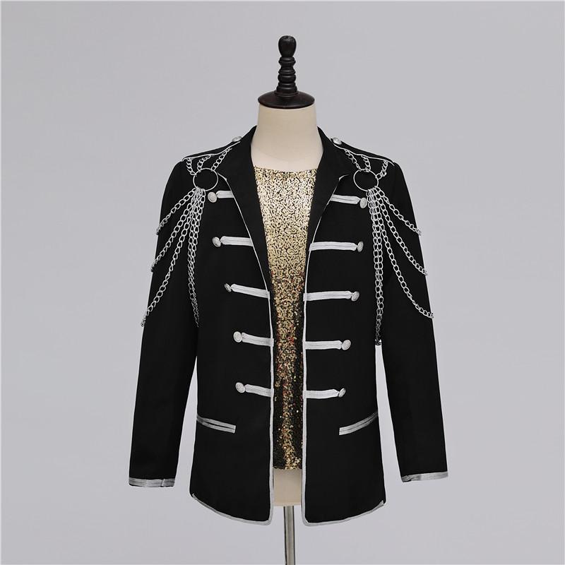 mens black with silver chain decoration vintage medieval suit jacket /event/studio/stage performance/jacket, White;black
mens black with silver chain decoration vintage medieval suit jacket /event/studio/stage performance/jacket, White;black