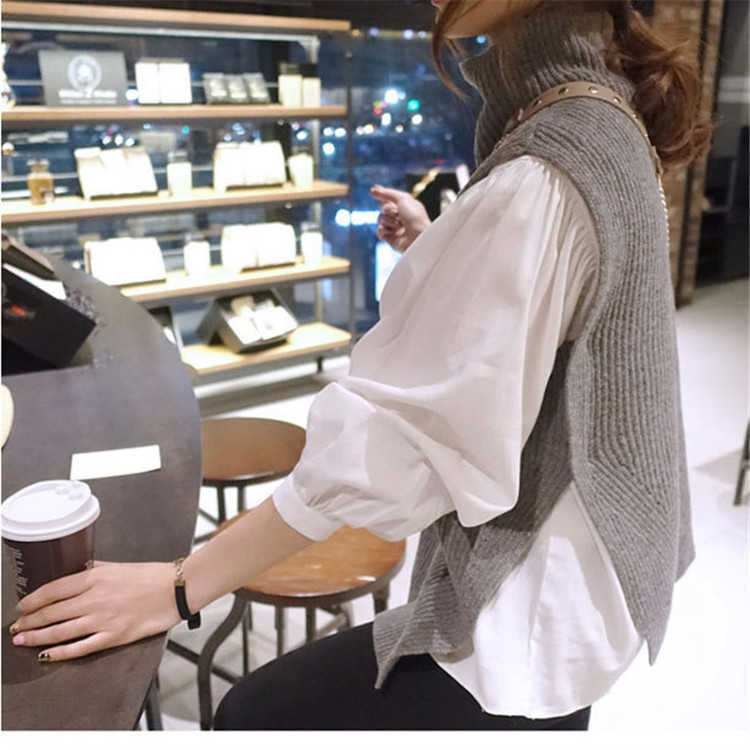 Solid Full Shirts Bottoming Top O Neck Lantern Sleeve White Fashion Plus Size Women Blouses 210615