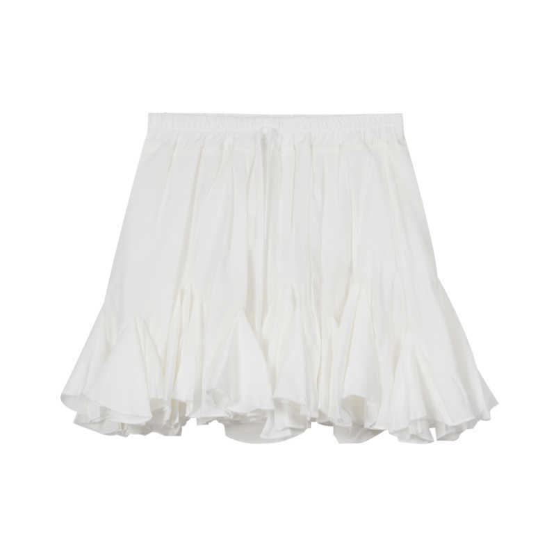 White Thin Poncho A-word Skirt Women's Wear-reducing Summer Korean Version of A Hundred High-waisted Student 210621