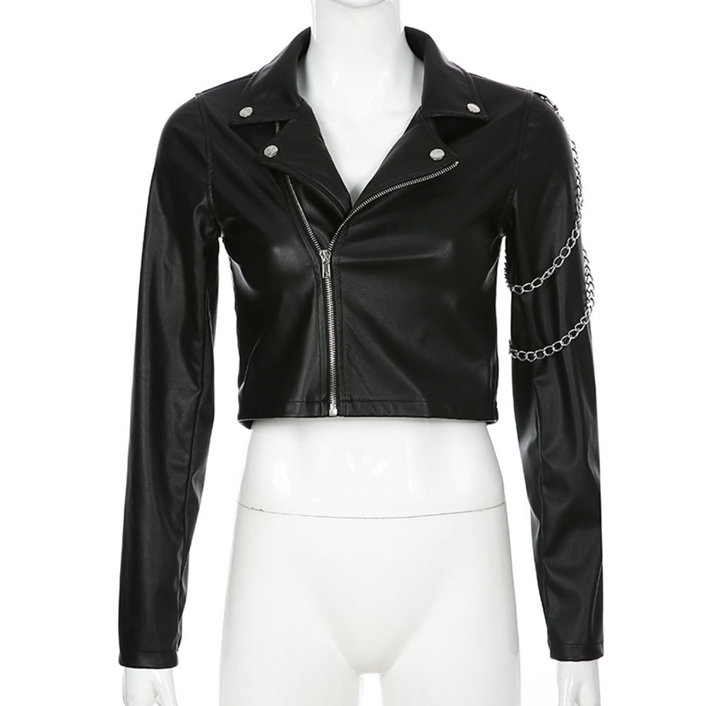 2021 New Autumn Vintage Moto Biker Zipper Jacket Women Black Pu Leatherjackets Elegant Outwear Faux Leather Trench Casual Crop Coat 5er1 
2021 New Autumn Vintage Moto Biker Zipper Jacket Women Black Pu Leatherjackets Elegant Outwear Faux Leather Trench Casual Crop Coat 5er1