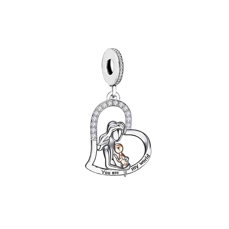 Fit Original Charm Bracelet Necklace 925 Sterling Silver & Rose Gold Dad Mummy Baby Family Forever Love Heart Dangle Beads For Making Women Anniversar