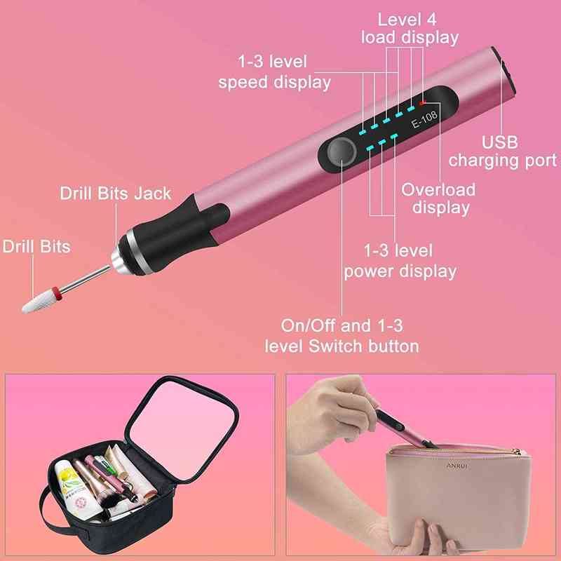 Electric Nail Drill Kit Wireless Drill Nails Aryclic Nail File Machine for Manicure Pedicure Professional Salon Nail Tool Kit 211231