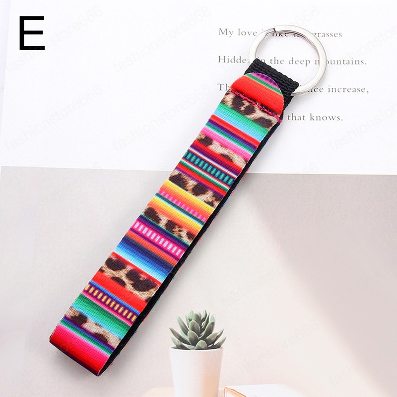 Flower Pattern Cloth Band Keychain Key Chain Lanyard Women Case Wallet Long Ribbon For Bag Charms Car Key Ring