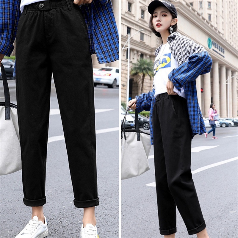 Women Pants Beige High Waist Casual Loose Harem Pant Women Korean Pencil Trousers Cargo Pants Streetwear 201012