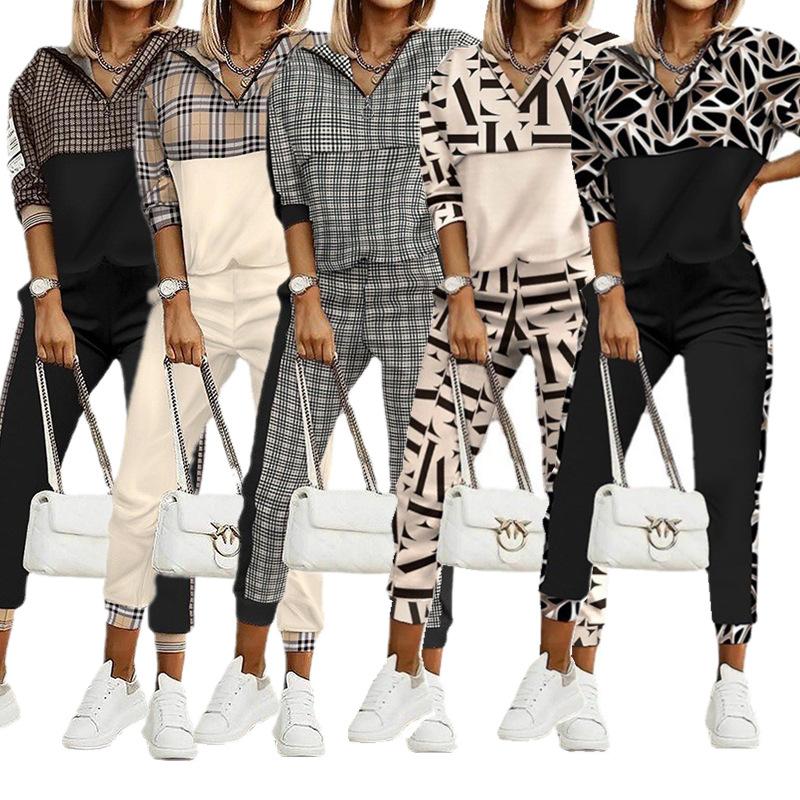 Women's Two Piece Pants Autumn Fashion Suit Printed Color Matching Long Sleeve Hooded Sweater Pullover Casual 2-piece Set, White
Women's Two Piece Pants Autumn Fashion Suit Printed Color Matching Long Sleeve Hooded Sweater Pullover Casual 2-piece Set, White