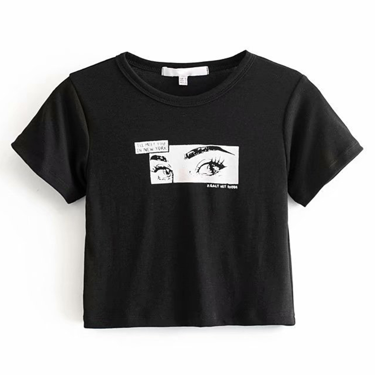 Summer Casual Letter Print Crop Top Tee Female O Neck Short Sleeve Cotton Shirt Loose Streetwear Sexy Blusa Women T Shirts 210306