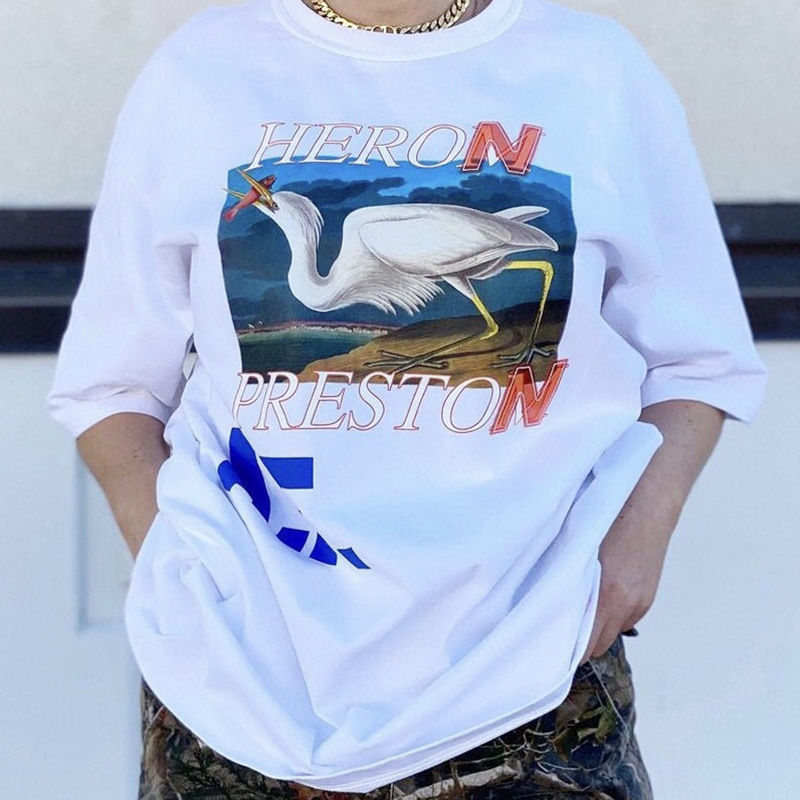 Prestons Heron tide fishing crane Heron letter slogan HP high street loose short sleeve T-shirt, White;black
Prestons Heron tide fishing crane Heron letter slogan HP high street loose short sleeve T-shirt, White;black