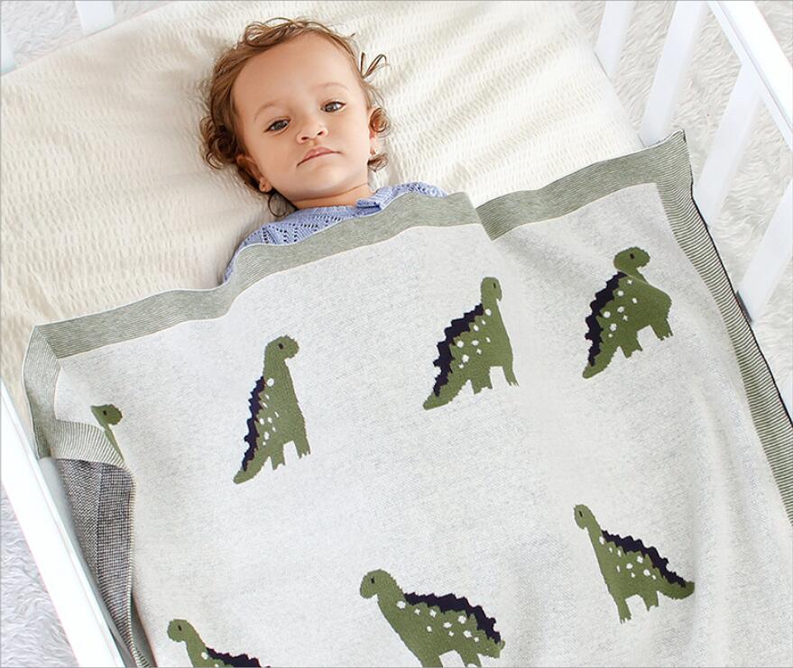 100x80cm new baby infant knitted basket blanket summer Air Conditioning Toddler Bedding Quilt Newborn Super Soft Swaddles Wrap Blankets Dinosaur Desig