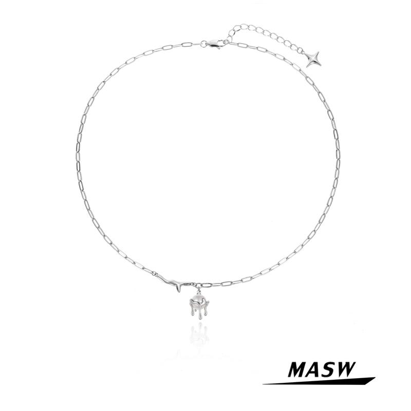 Chains MASW Delicate Geometric Pendant Necklace Original Design One Layer Silvery Plating Chain Women Fashion Jewelry Gifts, Silver
Chains MASW Delicate Geometric Pendant Necklace Original Design One Layer Silvery Plating Chain Women Fashion Jewelry Gifts, Silver