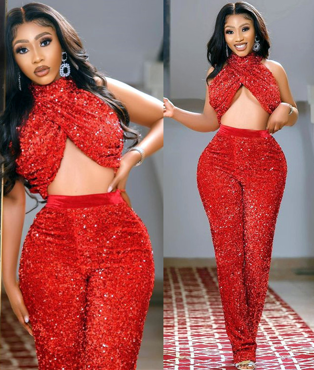 Plus Size Arabic Aso Ebi Red Sequined Jumpsuits Prom Dresses High Neck Backless Evening Formal Party Second Reception Bridesmaid Gowns Dress ZJ2032