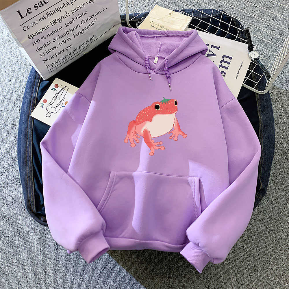 Frog Sweatshirt Oversized Clothes Harajuku Long Sleeve Hooded Kawaii Hoodie for Girls Women Hoodies Pocket Pink Sweatshirts 210729