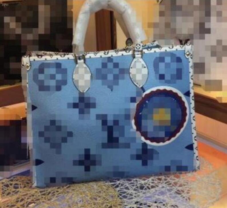 Classic Women Large Shopping Bags Shoulder Bag Contrast Color Beach Genuine Leather Handbag Crossbody Purse Messenger Handbags Big 41cm 34cm 03