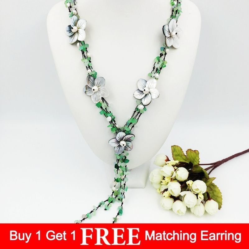 Natural Stone Green jades& Mother of Pearl shell flowers 25inches Tassels Necklace for women nice gift
Natural Stone Green jades& Mother of Pearl shell flowers 25inches Tassels Necklace for women nice gift