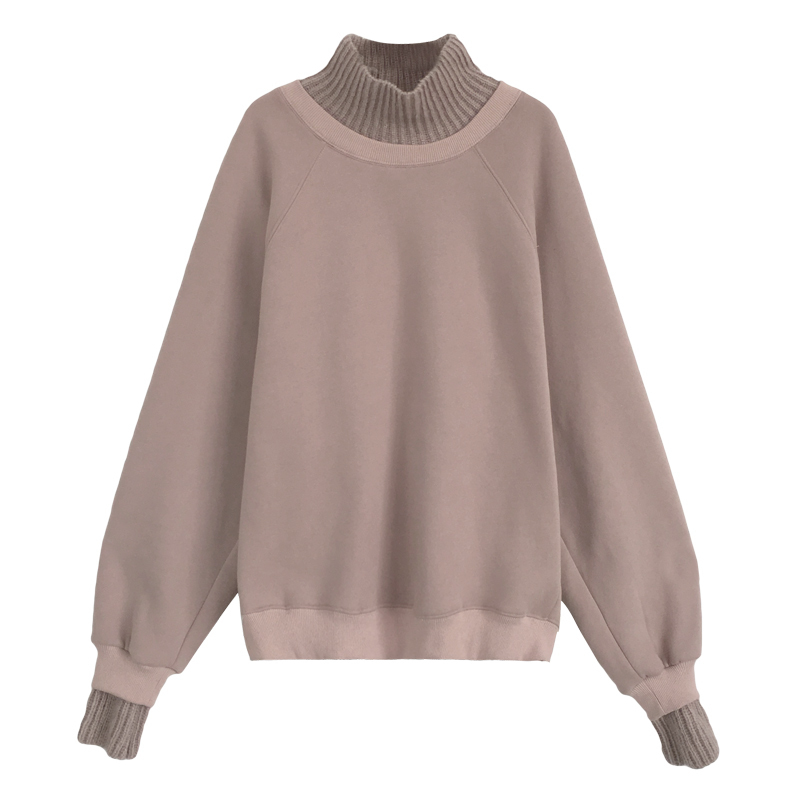 REALEFT New Turtleneck Women's Sweatshirts Winter Korean Style Fashion Oversize Ladies Pullovers Warm Loose Jacket Female 201201