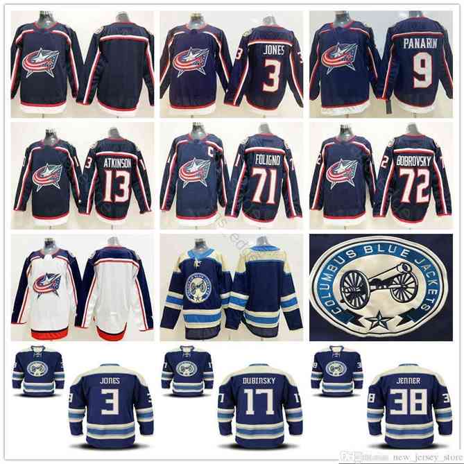 96 Man Woman Kids Columbus Blue Jackets #3 Seth Jones 17 Brandon Dubinsky 13 Cam Atkinson 38 Boone Jenner 72 Bobrovsky 71 Nick Foligno Jersey