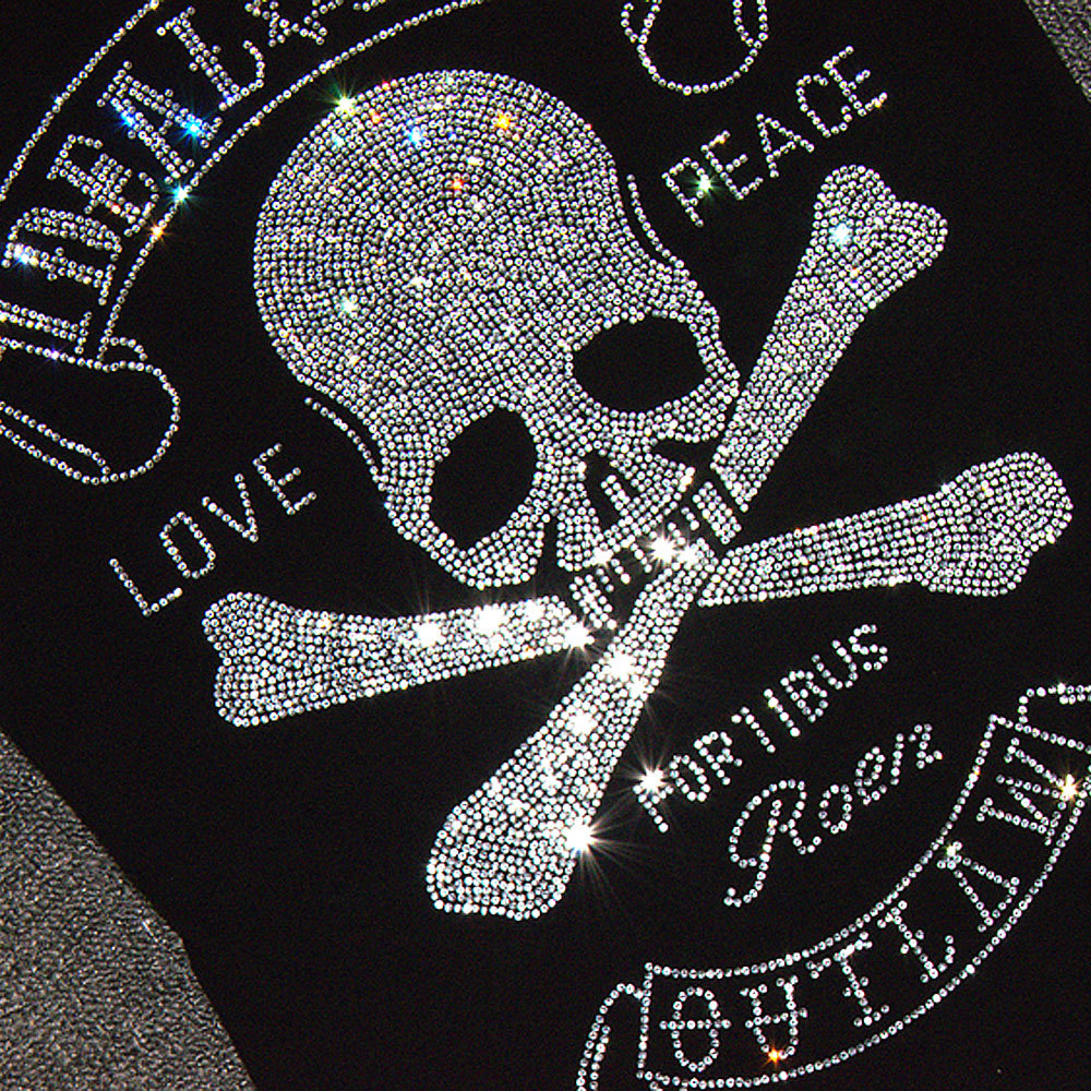 New Summer Women's Skulls Rhinestones t shirt Hip Hop Rock Hipster t-shirt High Quality Diamonds Print White Black Fashion Tops 210306