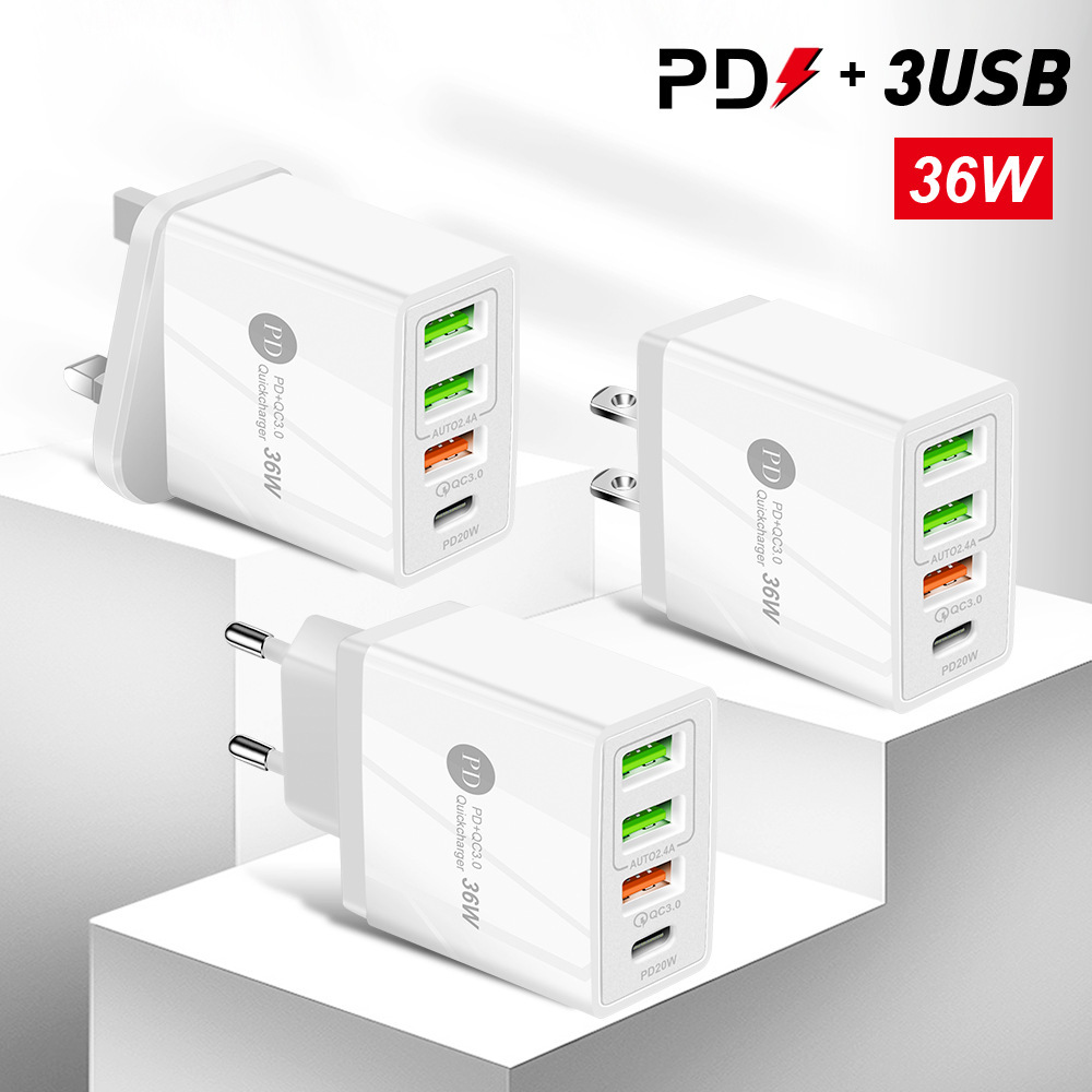 PD20W+QC3.0 2.4A dual USB fast charge mobile phone charger with PD charging head PD36w
PD20W+QC3.0 2.4A dual USB fast charge mobile phone charger with PD charging head PD36w