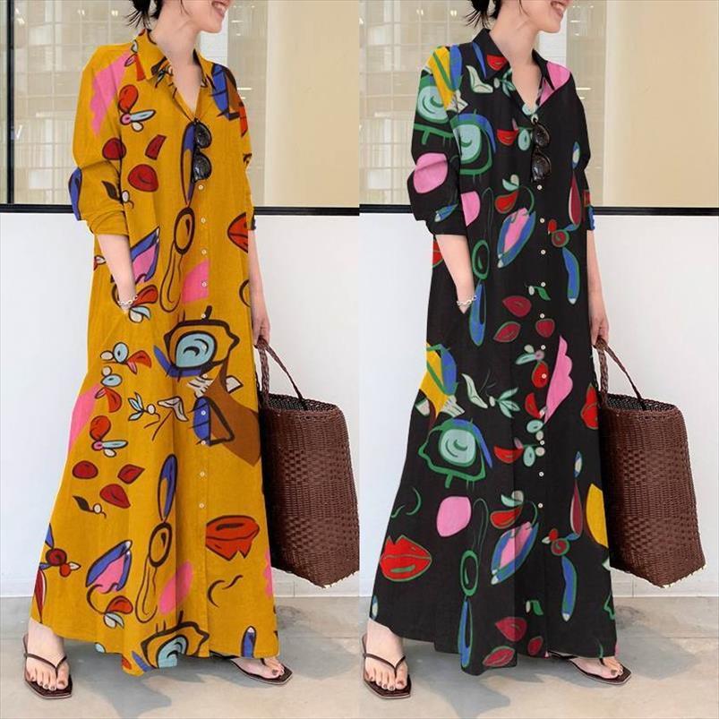 elegant printed shirt autumn sundress womens dress zanzea casual long sleeve maxi vestido female lapel button robe plus size, Black;gray
elegant printed shirt autumn sundress womens dress zanzea casual long sleeve maxi vestido female lapel button robe plus size, Black;gray