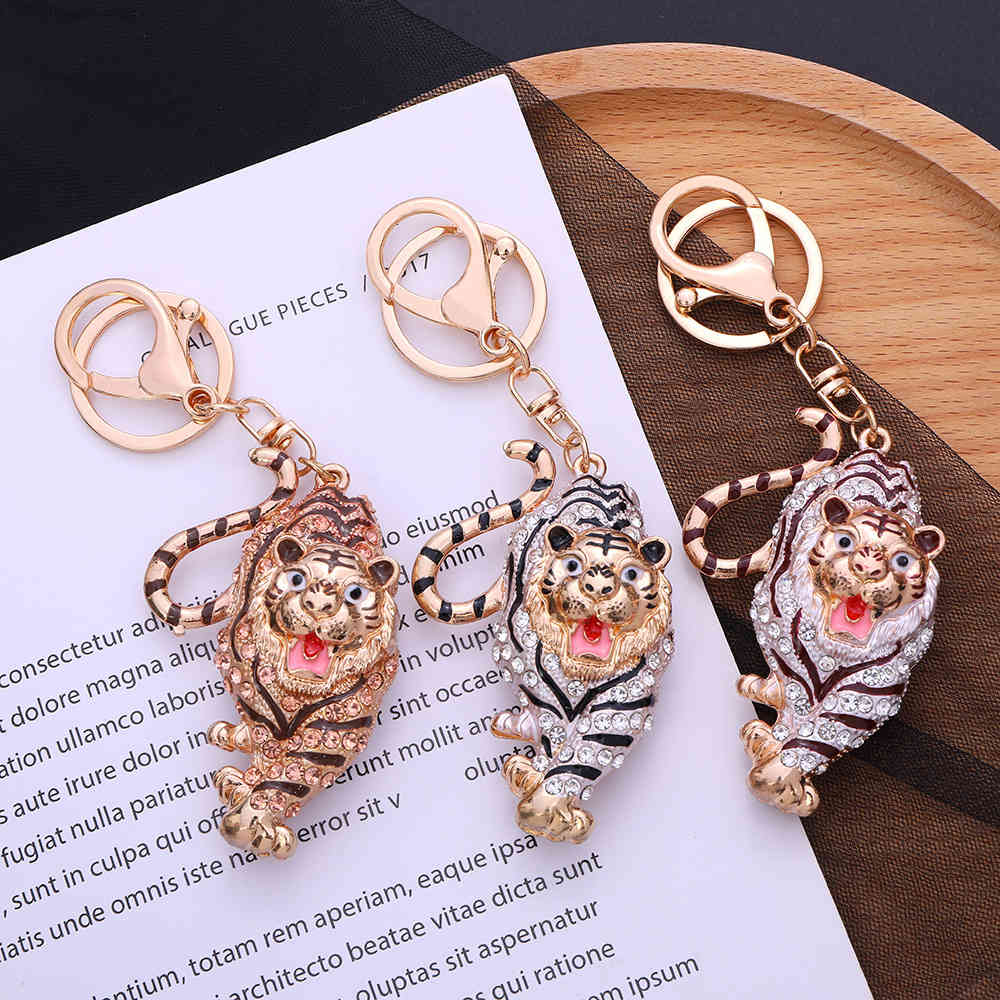 Key Rings Zodiac Small Gift Diamond Inlaid Creative Year of the Tiger Chain Pendant Metal Hip Hop