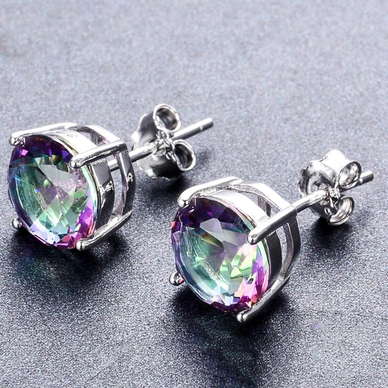 Stud Trendy 100% 925 Sterling Silver 8MM Round Mystic Rainbow Topaz Gemstone Earrings Jewelry Earring For Women Wholesale Gift
Stud Trendy 100% 925 Sterling Silver 8MM Round Mystic Rainbow Topaz Gemstone Earrings Jewelry Earring For Women Wholesale Gift