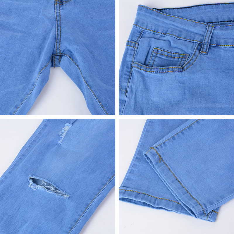 Men Ripped holes jeans Casual Black Blue Skinny slim Fit Denim Pants Biker Hip Hop Jeans with sexy Holel Denim Pants 211009