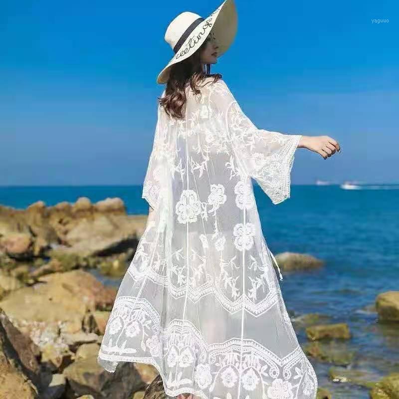 Women's Swimwear 2021 Summer Loose Embroidery Lace Holiday Sun Proof Shirt Medium Length Cardigan Coat Robe De Plage Beach Cover Up, White
Women's Swimwear 2021 Summer Loose Embroidery Lace Holiday Sun Proof Shirt Medium Length Cardigan Coat Robe De Plage Beach Cover Up, White