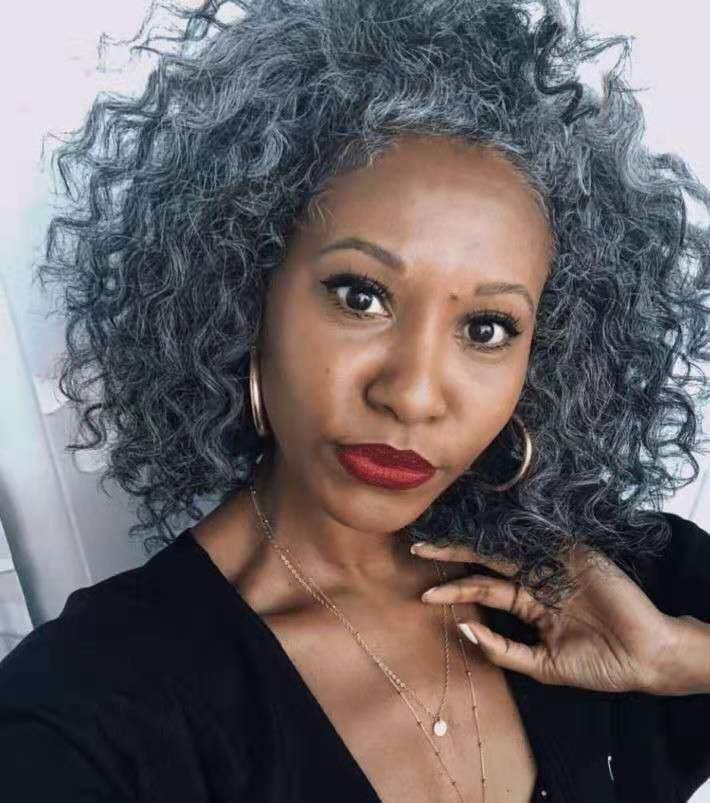 Salt and pepper natural grey real hair ponytail puff updo ,deep curly gray weave bundles pony tail extension 120g 140g