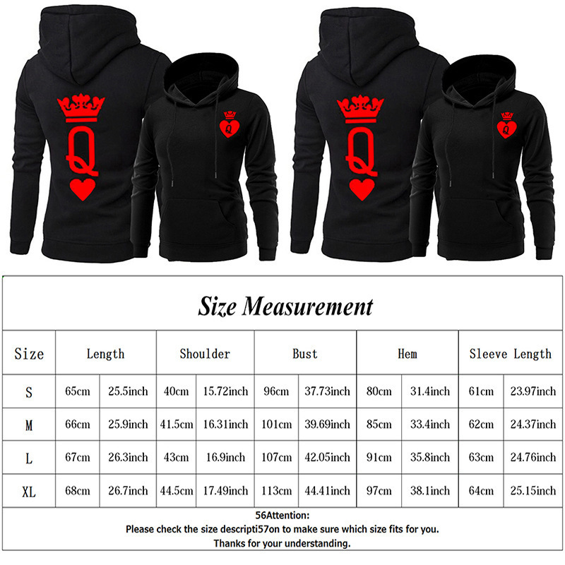 Poshfeel King Queen Crown Print Couple Hoodies Lovers Casual Pocket Hoody Sweatshirt Warm Hooded Pullovers Coat MCH180003 201211
