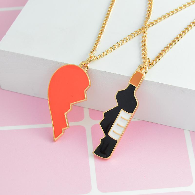 Pendant Necklaces Cracked Heart Shape & Wine Bottle Necklace Friends Forever Couple Jewelry Gift
Pendant Necklaces Cracked Heart Shape & Wine Bottle Necklace Friends Forever Couple Jewelry Gift