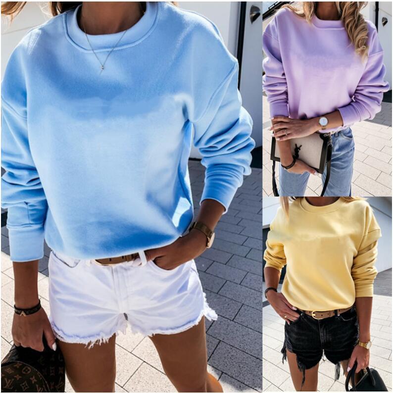 Women's Solid O-neck Thin Hoodies Patchwork Pullover Long Sleeve Female Clothes Autumn Streetwear Ladies Sweatshirt 201217