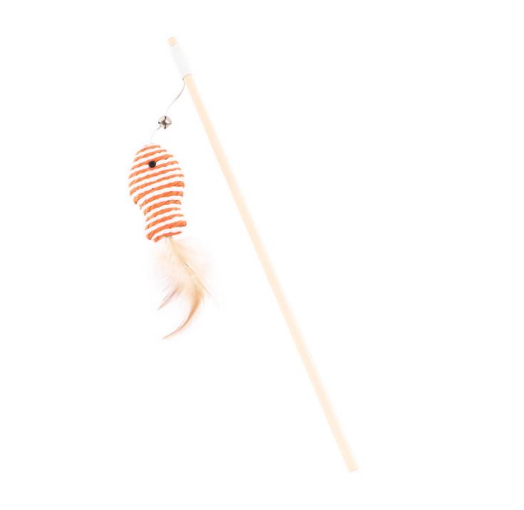 Cat Toys Funny Stick Interactive Kitten Wood Wand Feather Bell Fish Rat Doll Catcher Teaser Exercise for Indoor Animal