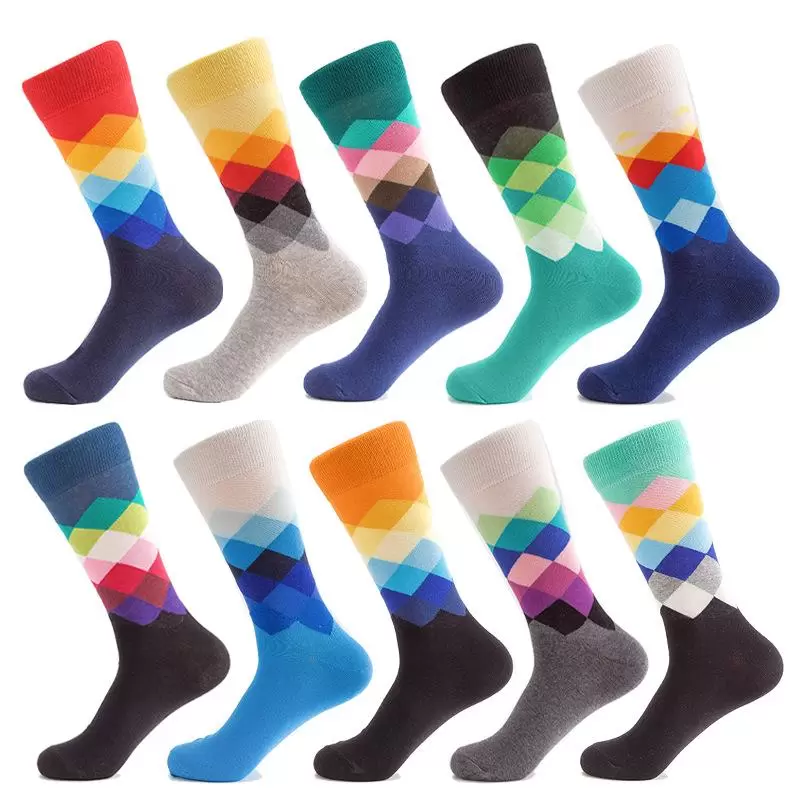 

Sports Socks Men's Fun Dress Socks, Colorful Funky Socks for Men, Fancy Novelty Funny Patterned Casual Combed Cotton Office ,Mid Calf Cool Crazy Unique, Multi